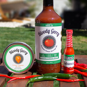 Spicy Bloody Mary Gift Set, Bloody Gerry, Lizano Tabasco Hot Sauce and Habanero Sea Salt